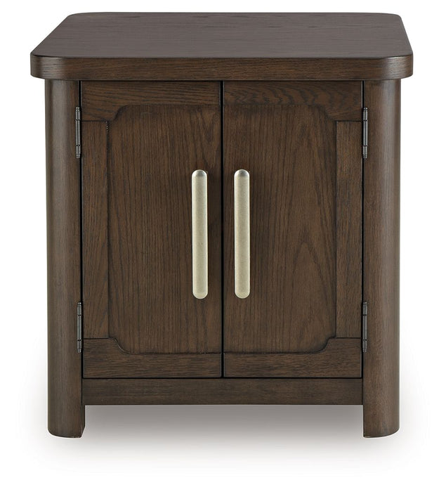 Breckington - Rectangular 2-door End Table - Dark Brown