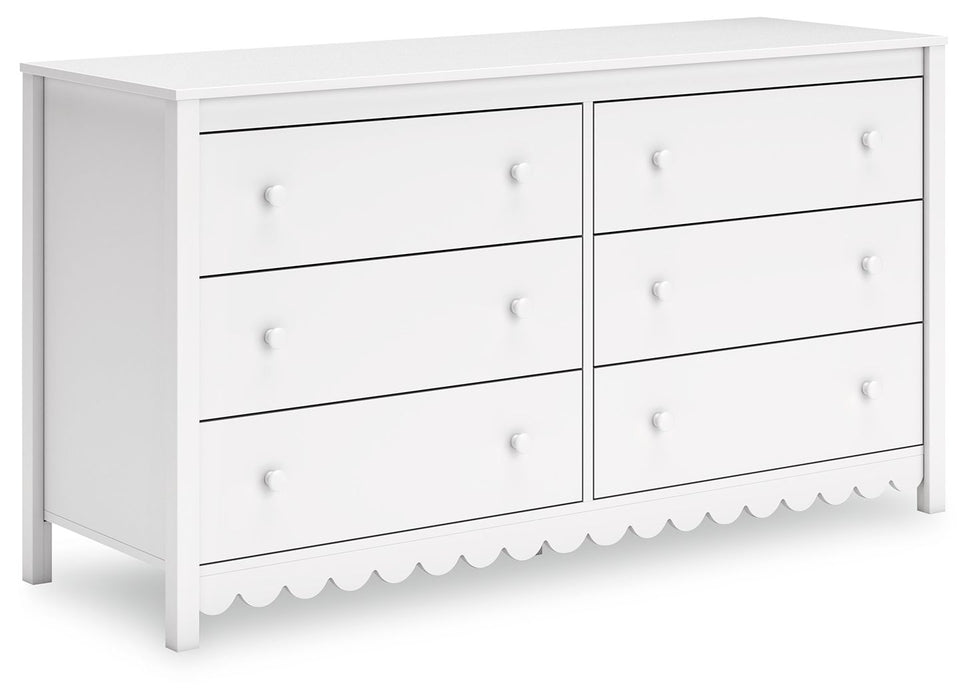 white six drawer dresser LuxenHome Modern Wood 6-Drawer Add understated elegance to your bedroom with this casual transitional piece Stella White 6 Drawer Melamine