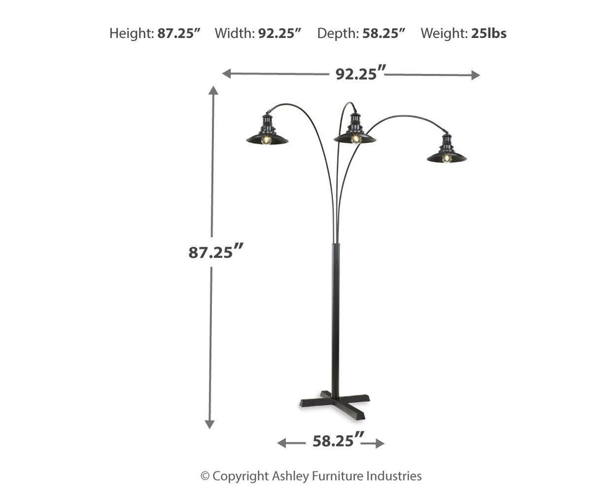Sheriel - Black - Metal Arc Lamp