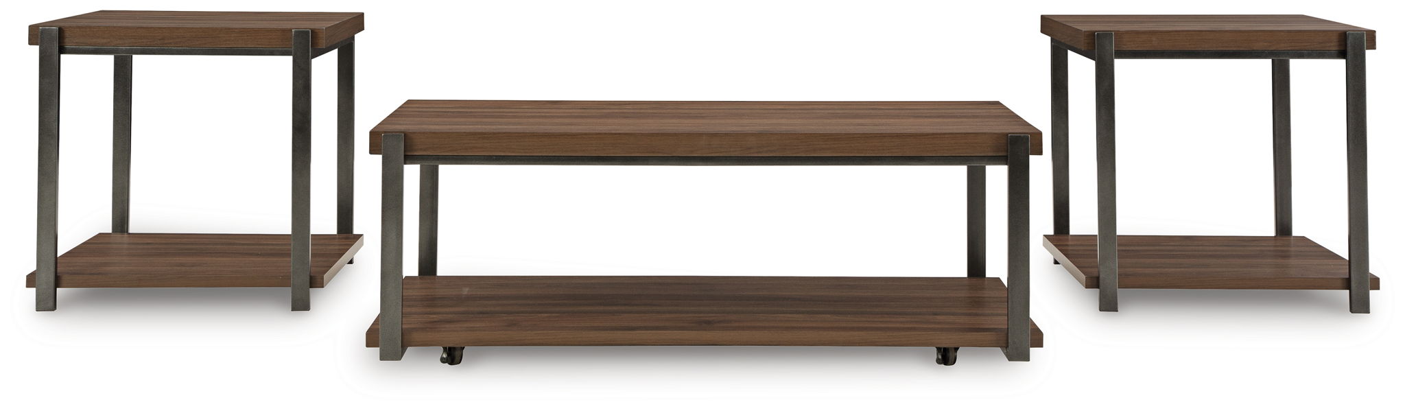 Trindwick - Occasional Table Set (Set of 3) - Brown / Gun Metal