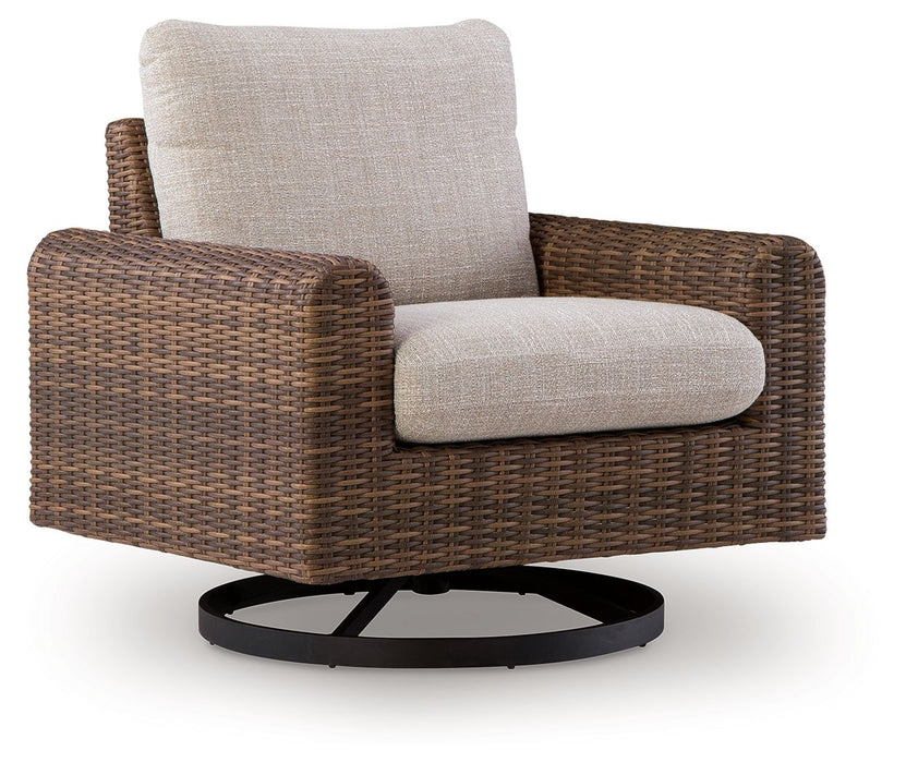 Dolan Creek - Swivel Lounge With Cushion - Gray / Brown