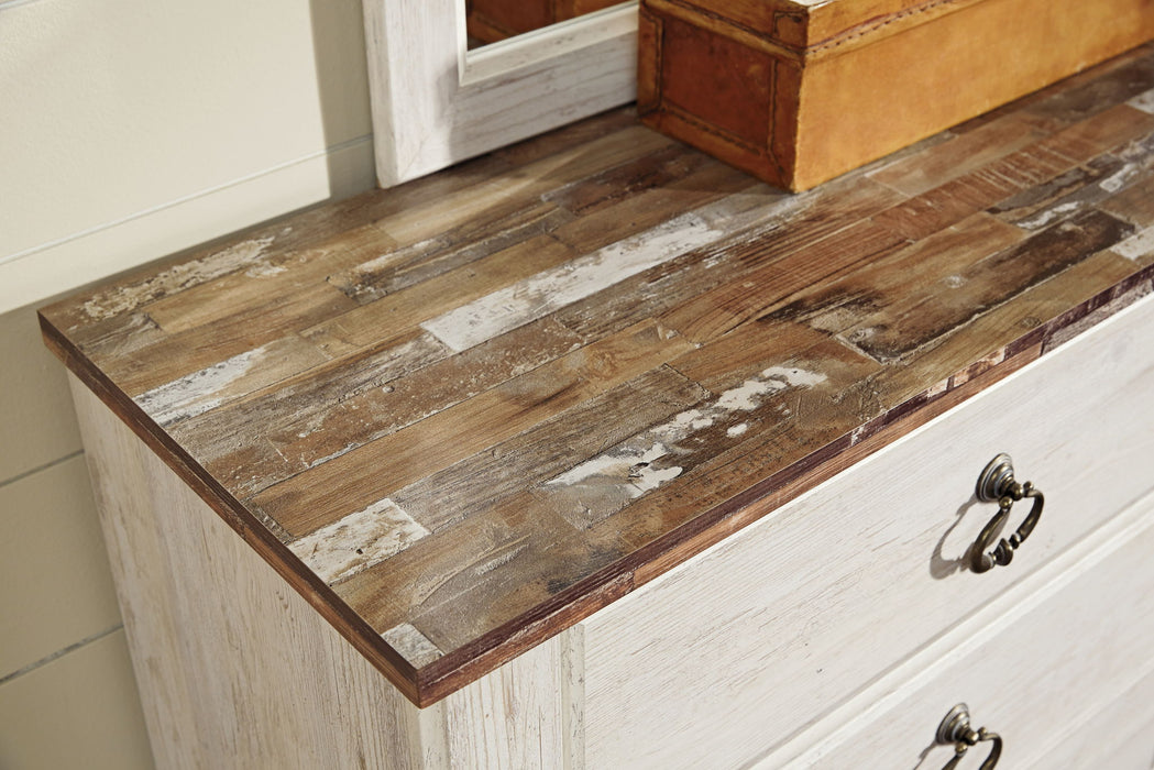 Willowton - Five Drawer Chest - Brown / Beige / White