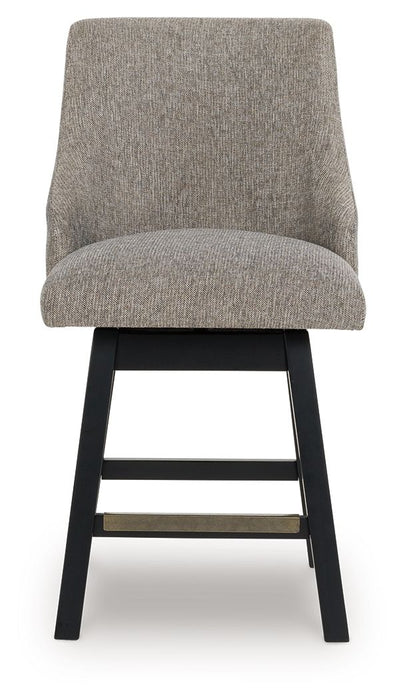 Neymorton - Upholstered Swivel Barstool (Set of 2) - Dark Grayish Brown