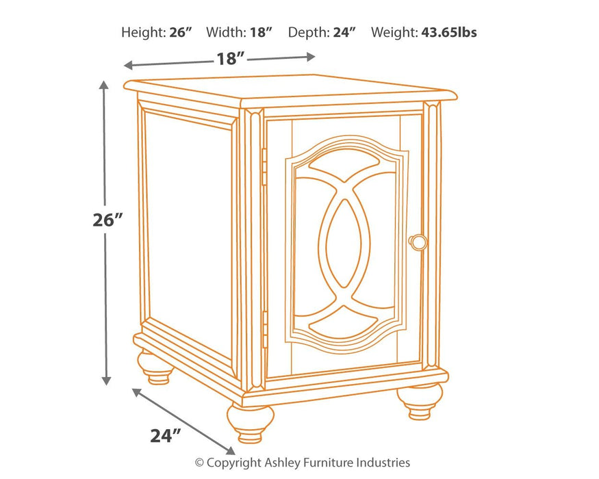 Realyn - White / Brown - Chair Side End Table - Insert Mirror