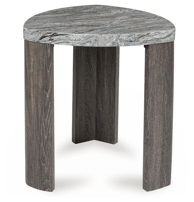 Surmour - Triangle End Table - Gray / Brown