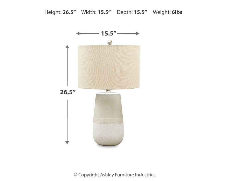 Shavon - Beige / White - Ceramic Table Lamp